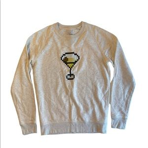 Bricktown Women’s Pixel Martini Heather Grey Sweatshirt (Medium)